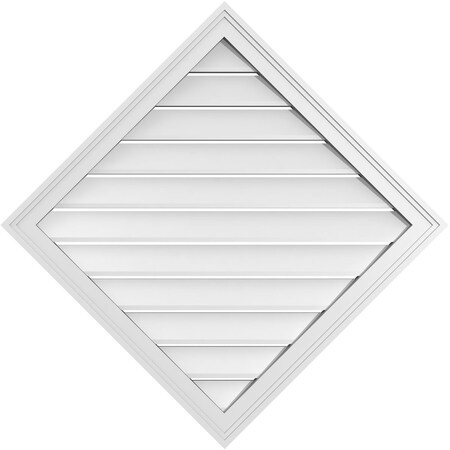 Ekena Millwork Diamond Surface Mount PVC Gable Vent: Non-Functional, w/ 2"W x 1-1/2"P Brickmould Frame, 34"W x 34"H GVPDI34X3402SN